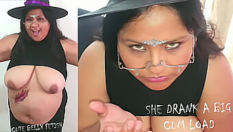 Swallowing Cum In A Belly Costume For Halloween