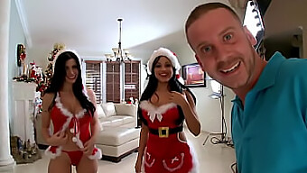 Bubble Butt Christmas Celebration With Rebeca Linares And Abella Anderson