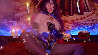 Mona Megistus Sensuella Cosplay-Framträdande För Genshin Impact