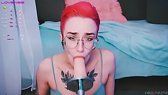 Tattooed Teen Explores Oral Pleasure With A Fuckmachine