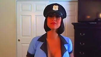 Busty Brunette Cop Teases On Webcam