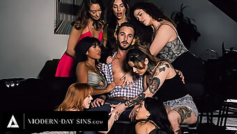 Ember Snow And Madi Collins' Steamy Encounter With Support Group In Reverse Gangbang