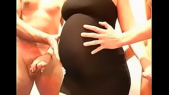 Pregnant German Milf In Black Dress Gets Cummed On