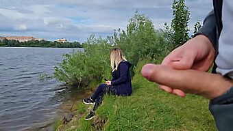 Voyeuristic Exhibitionist Masturbates In Front Of A Beautiful Girl In Nature